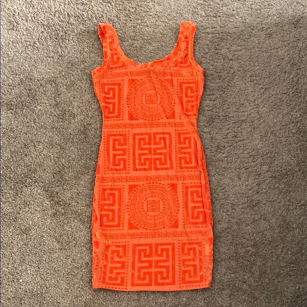 Dress | Orange Mini Sleeveless Dress